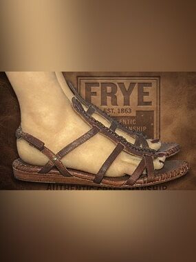Authentic Frye vintage look brown leather sandals sz 9